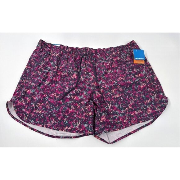 Columbia Shorts Womens 3X Stretch Omni-Shade Pull On Colorful Hiking Gym 6" NEW - Picture 1 of 10